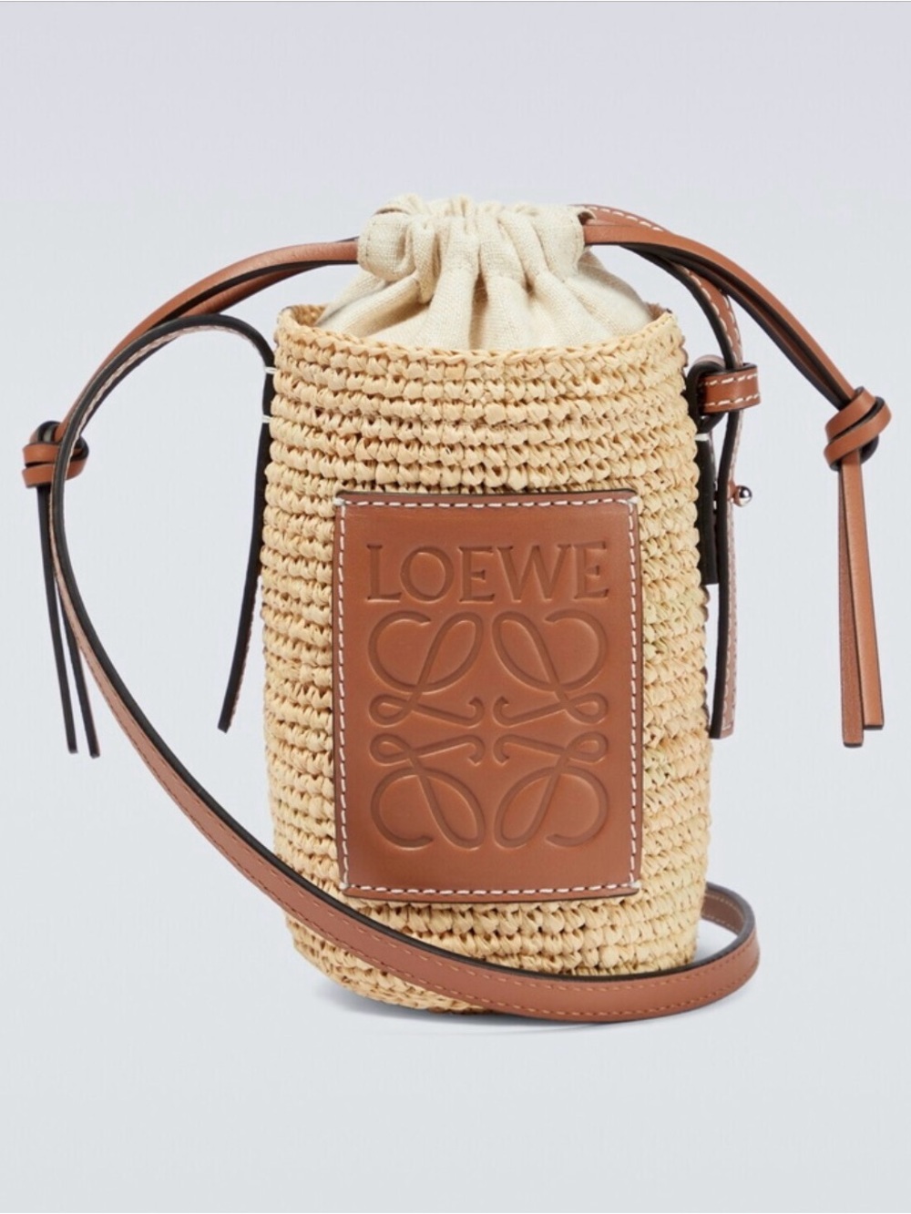 Loewe Natural Raffia Crossbody with Tan Leather Logo Patch - Picture 6 of 9